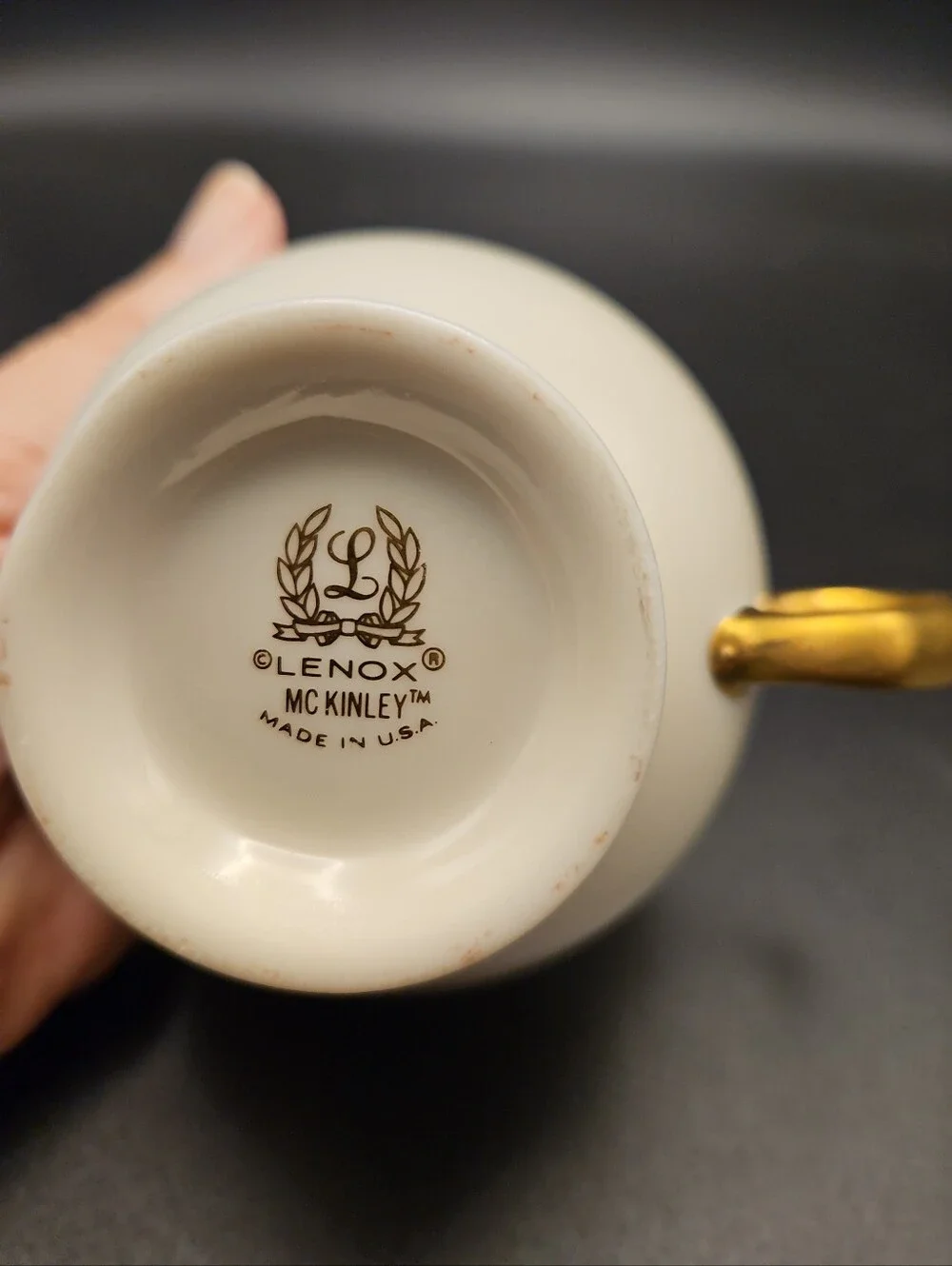 Lenox McKinley Teacup Set of 2 Presidential Collection Ivory Color Gray Band...